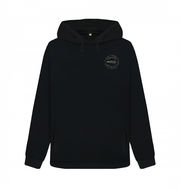An image of a black hoodie
