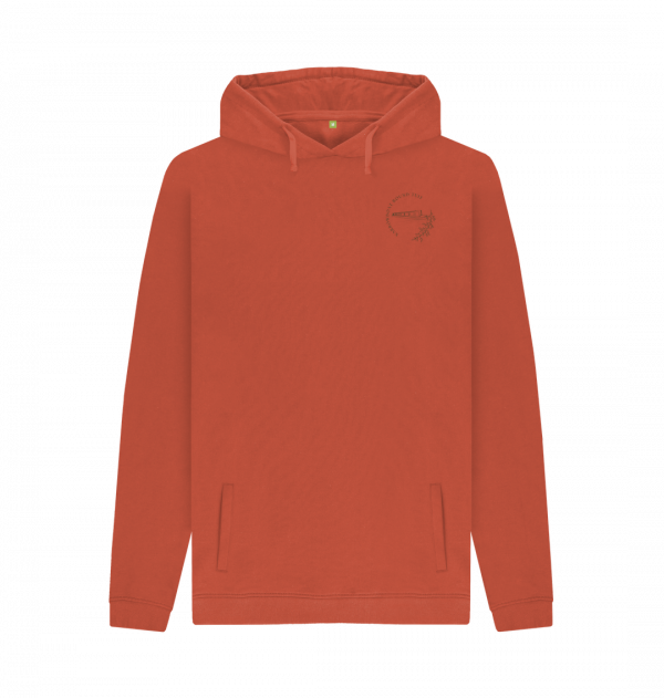 An image of a rust coloured hoodie