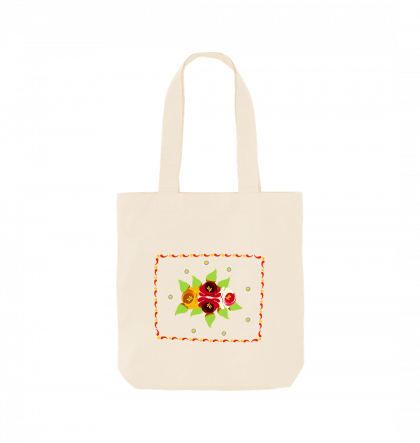 Cotton Tote Bag: Roses and Daisies Canal Art - Image 3
