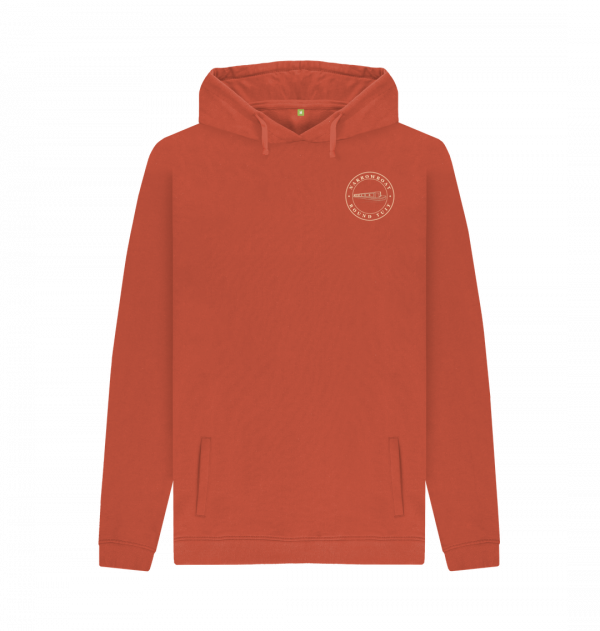 An image of a rust coloured hoodie