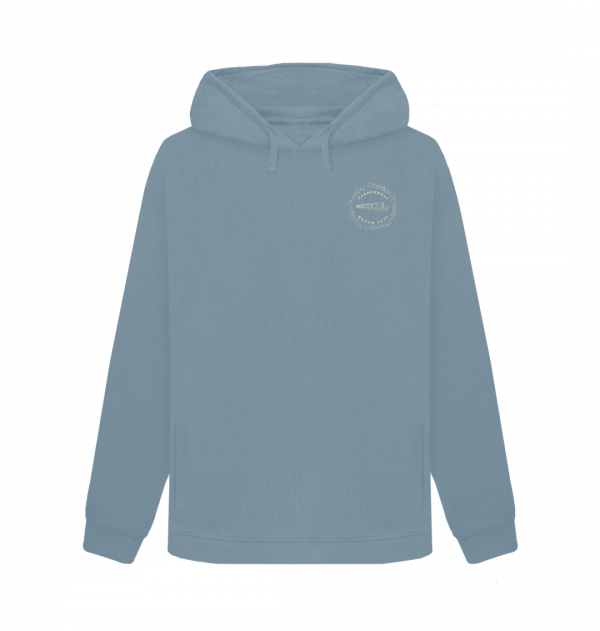 An image of a stone blue coloured hoodie