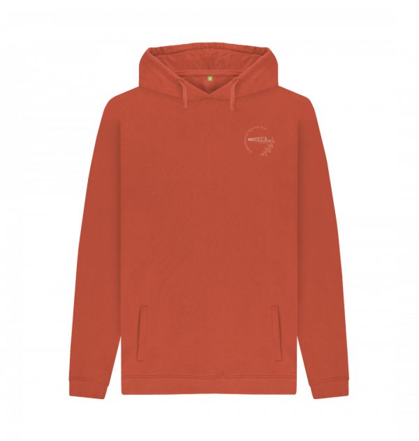 An image of a rust coloured hoodie
