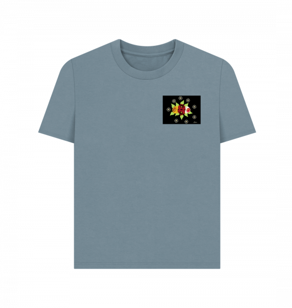 Women's Casual T-shirt: Black Roses and Daisies - Image 5