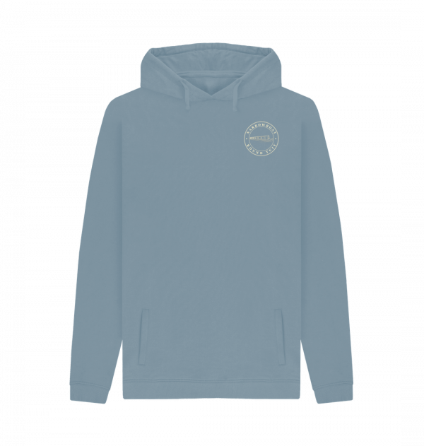 An image of a stone blue coloured hoodie
