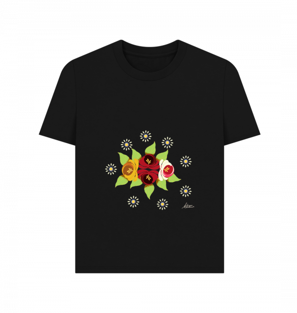 Women's Casual T-shirt: Roses and Daisies - Image 6