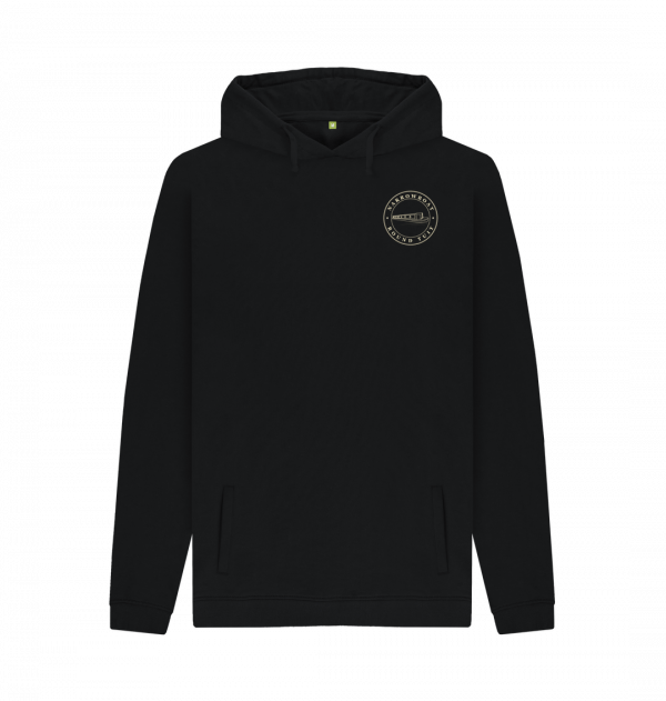 An image of a black hoodie