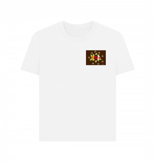 Women's Casual T-shirt: Red Roses and Daisies - Image 2