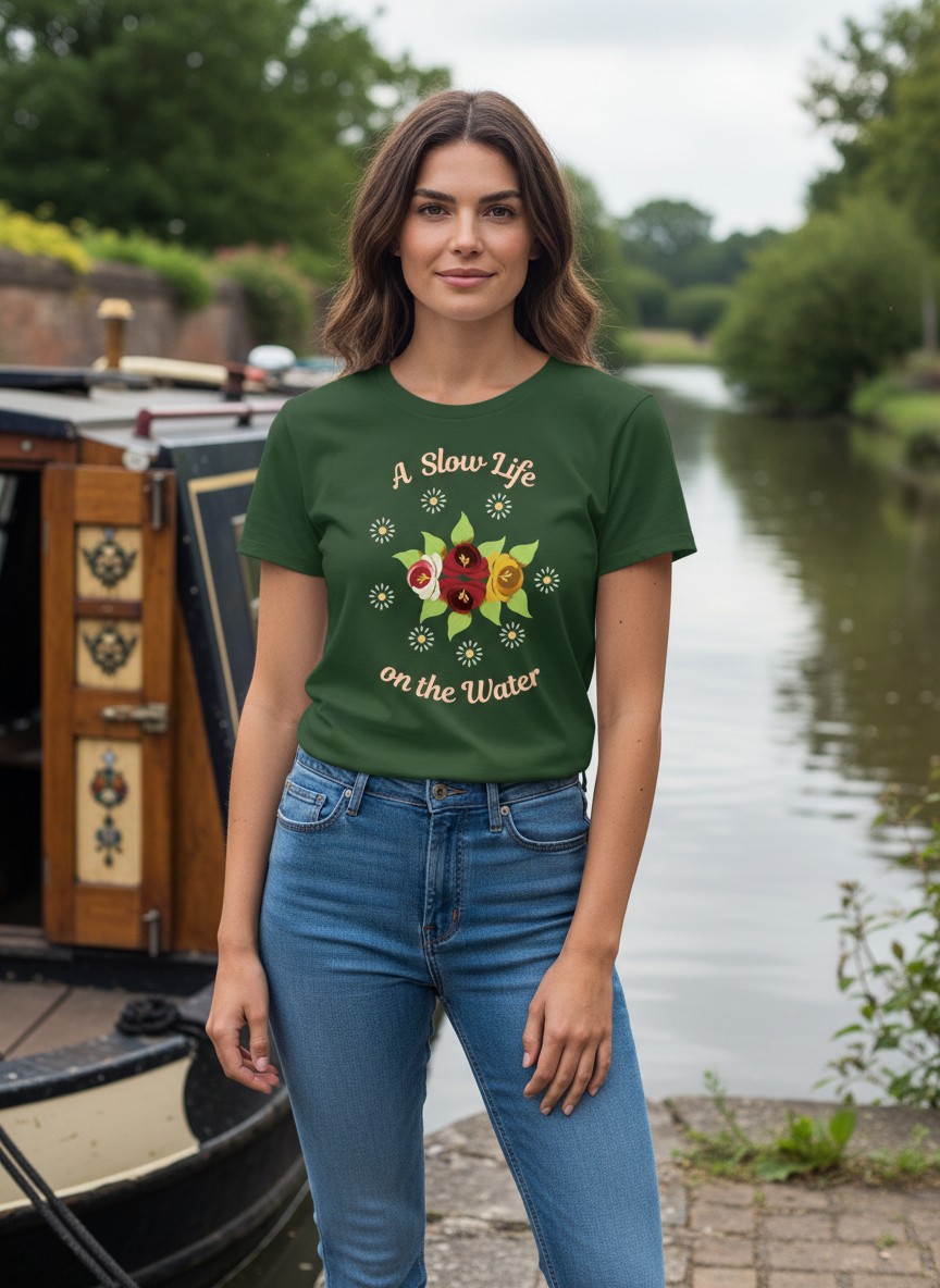 A Slow Life - Traditional Canal Art T-Shirt_Mockup 2 A Slow Life - Traditional Canal Art T-Shirt_Mockup 2