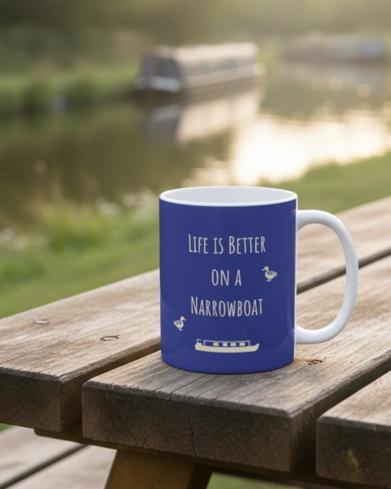 Blue Life is Better on a Narrowboat Mug