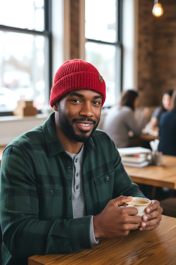 Handmade Unisex Beanie Hat: Rosehip