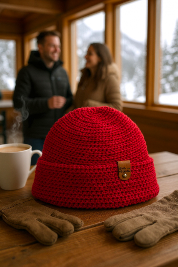 Handmade Unisex Beanie Hat: Rosehip - Image 5