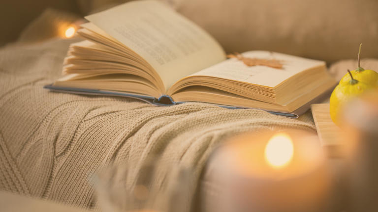 Cosy Blanket and Book on a Narrowboat