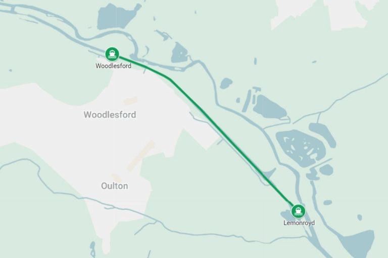 Map showing our narrowboat journey from Lemonroyd to Woodlesford along the Aire & Calder Navigation.