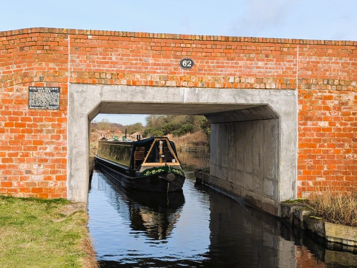 Our Narrowboat Going Under a Canal Bridge