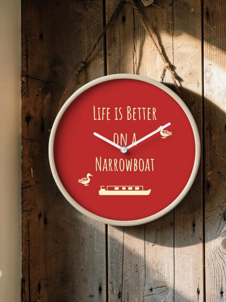 Red and Cream Clock_Narrowboat Life