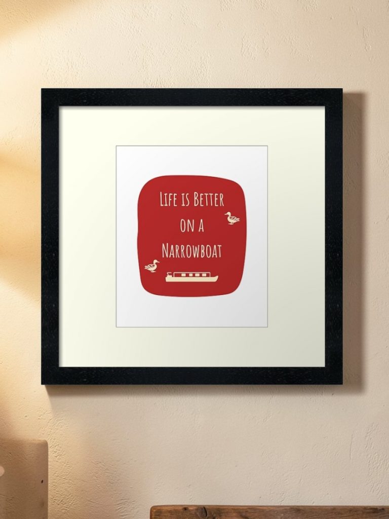 Red and Cream Framed Art Print_Narrowboat Life