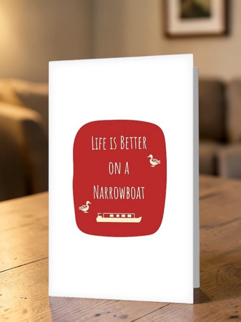 Red and Cream Greeting Card_Narrowboat Life