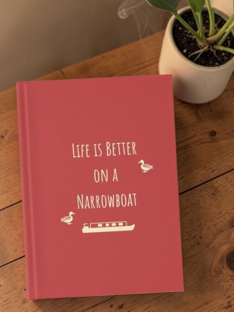 Red and Cream Hardcover Journal_Narrowboat Life