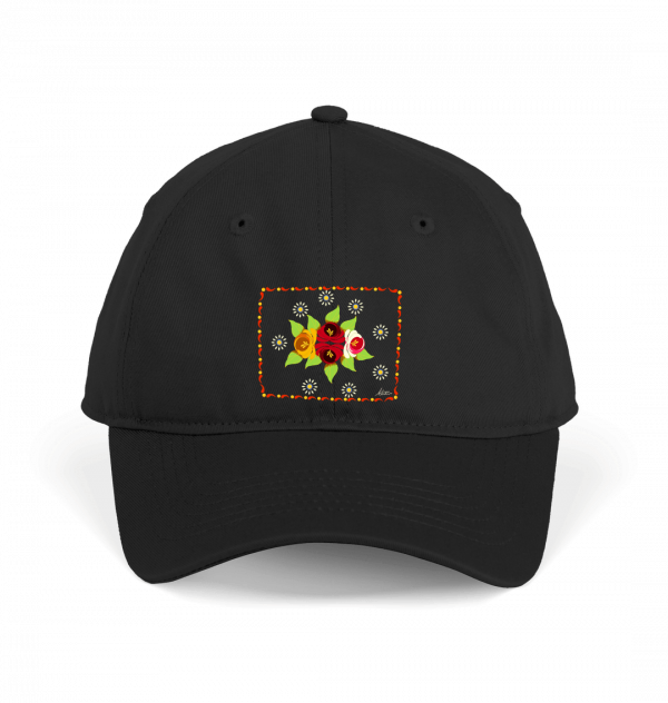 Cotton Baseball Cap: Roses and Daisies Canal Art