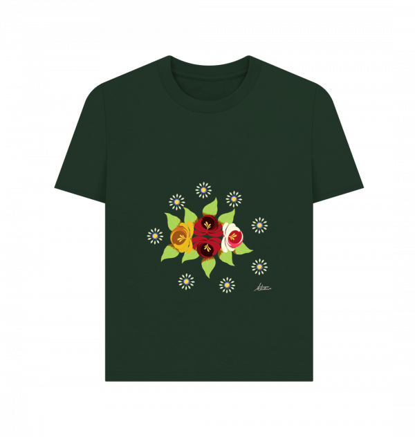Women's Casual T-shirt: Roses and Daisies - Image 8