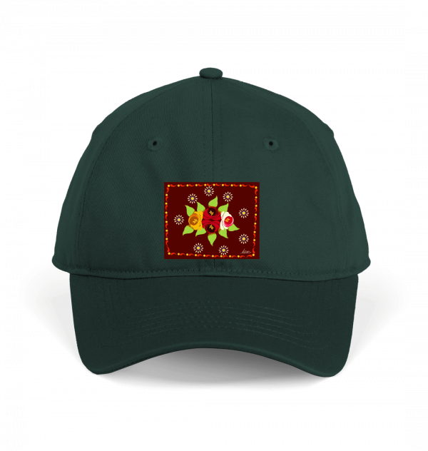 Cotton Baseball Cap: Red Roses and Daisies Canal Art - Image 3
