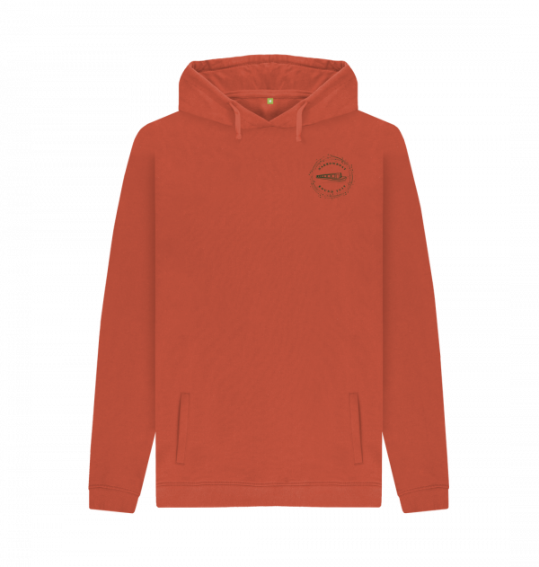 An image of a rust coloured hoodie