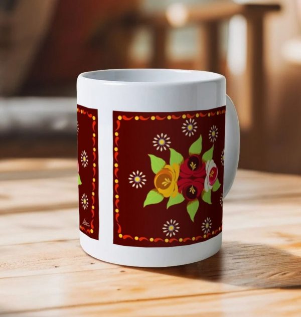 Ceramic Mug: Red Roses and Daisies Canal Art - Image 3
