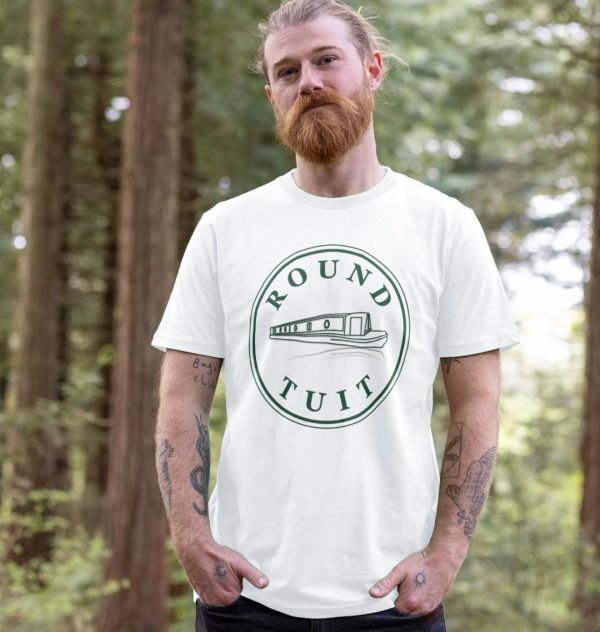 A photo of a man wearing a white t-shirt