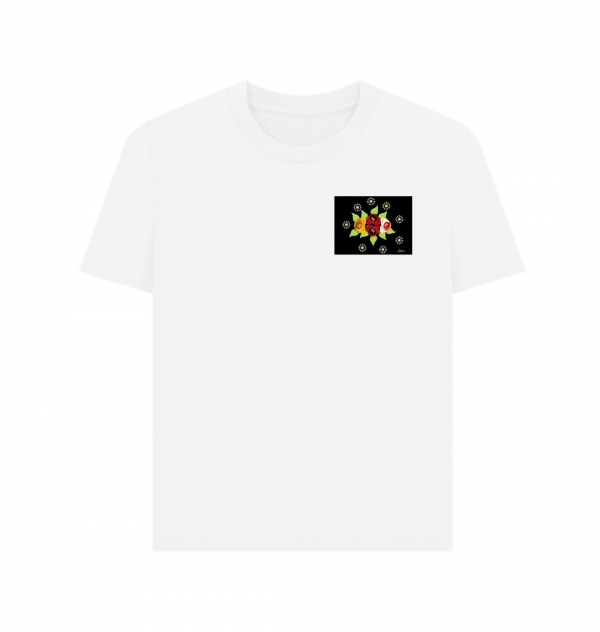 Women's Casual T-shirt: Black Roses and Daisies - Image 6