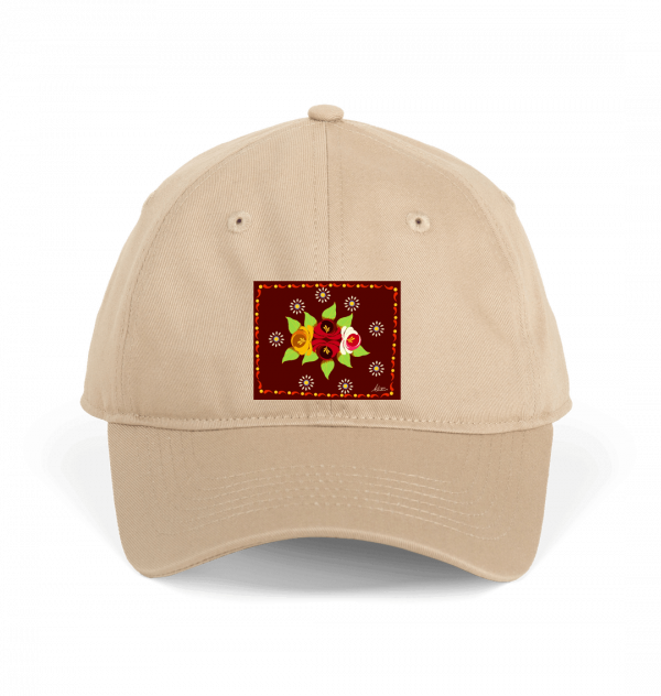 Cotton Baseball Cap: Red Roses and Daisies Canal Art