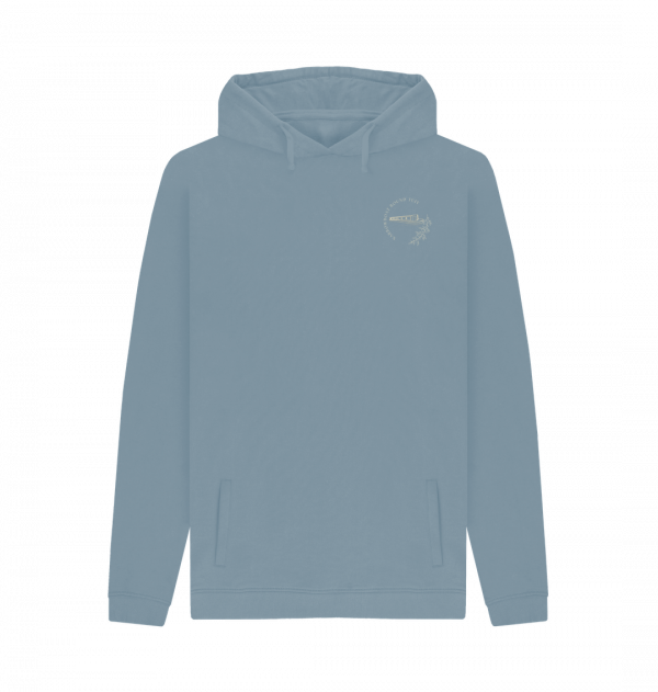 An image of a stone blue coloured hoodie