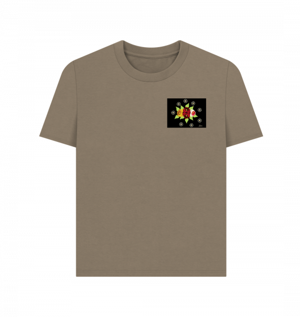 Women's Casual T-shirt: Black Roses and Daisies - Image 7