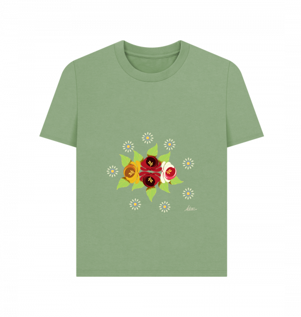 Women's Casual T-shirt: Roses and Daisies - Image 7
