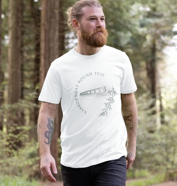 A photo of a man wearing a white t-shirt
