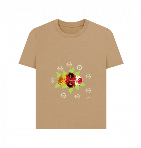 Women's Casual T-shirt: Roses and Daisies - Image 3