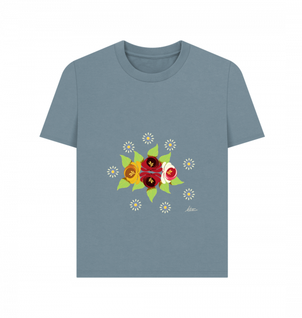 Women's Casual T-shirt: Roses and Daisies - Image 5