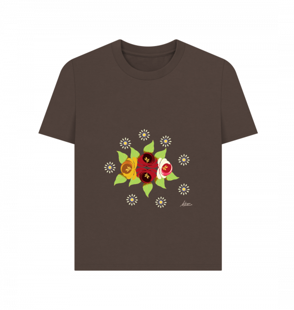 Women's Casual T-shirt: Roses and Daisies - Image 2