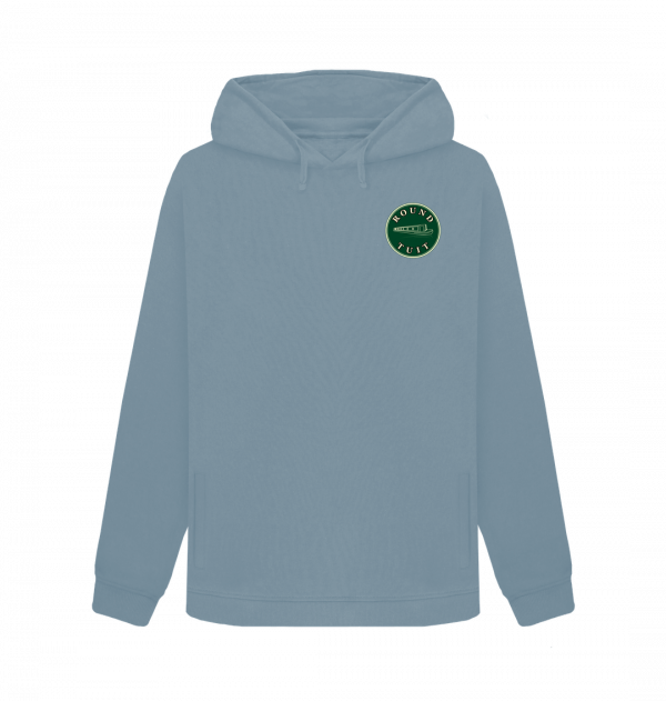 An image of a stone blue coloured hoodie
