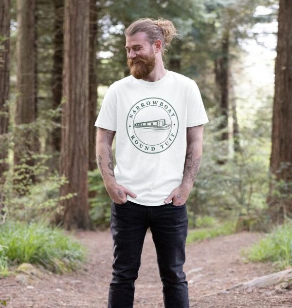 A photo of a man wearing a white t-shirt