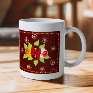 Ceramic Mug: Red Roses and Daisies Canal Art