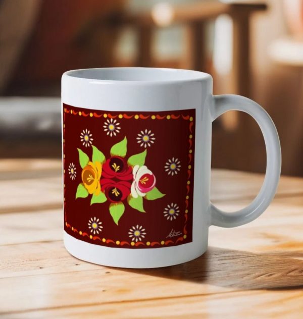 Ceramic Mug: Red Roses and Daisies Canal Art