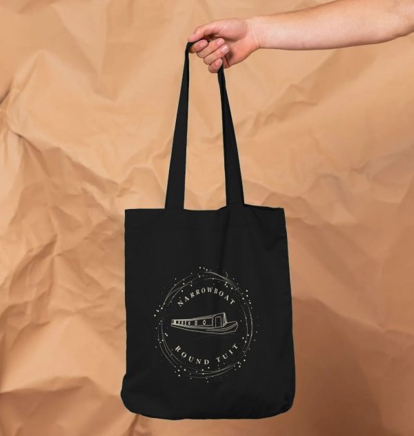 A photo of a black tote bag