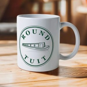 A photo of a white ceramic mug