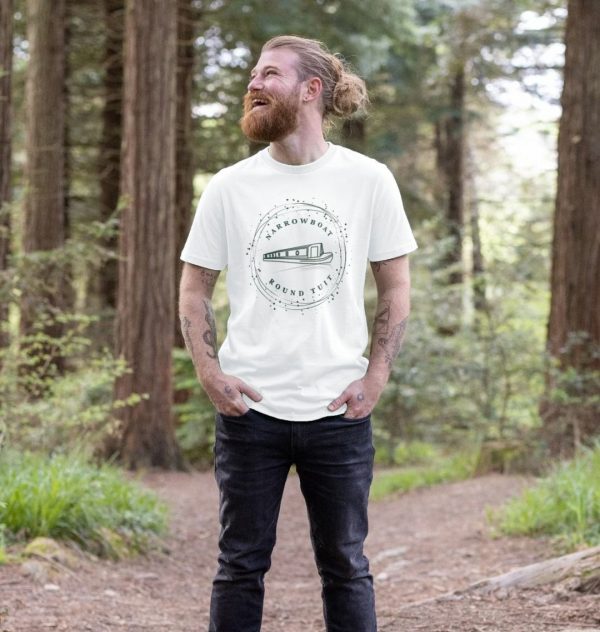 A photo of a man wearing a white t-shirt