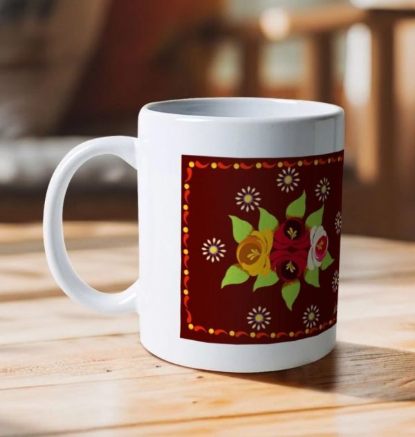 Ceramic Mug: Red Roses and Daisies Canal Art - Image 2