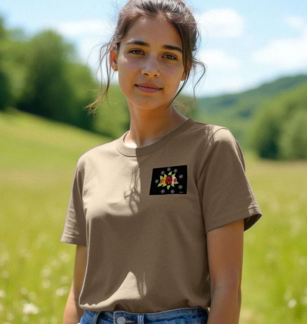Women's Casual T-shirt: Black Roses and Daisies
