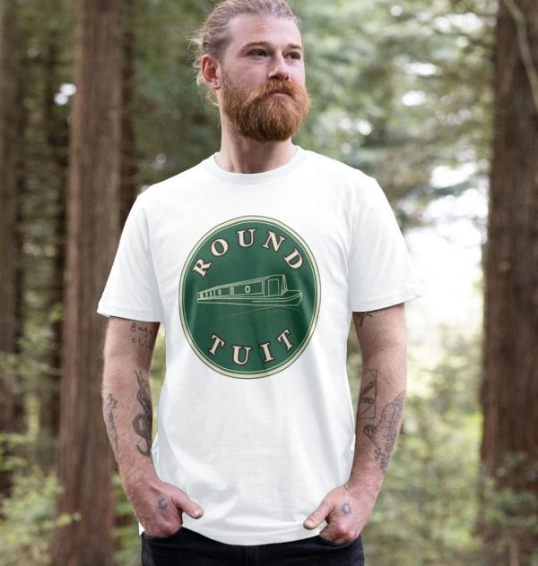 A photo of a man wearing a white t-shirt