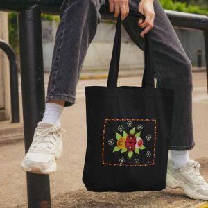 Cotton Tote Bag: Roses and Daisies Canal Art