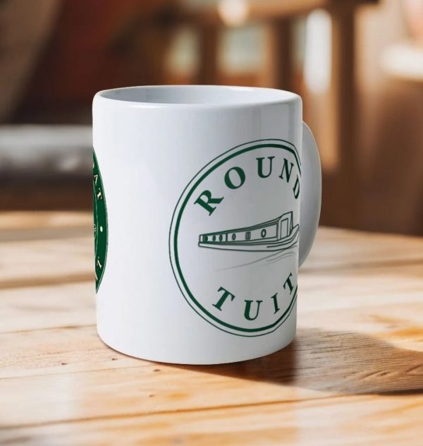 A photo of a white ceramic mug