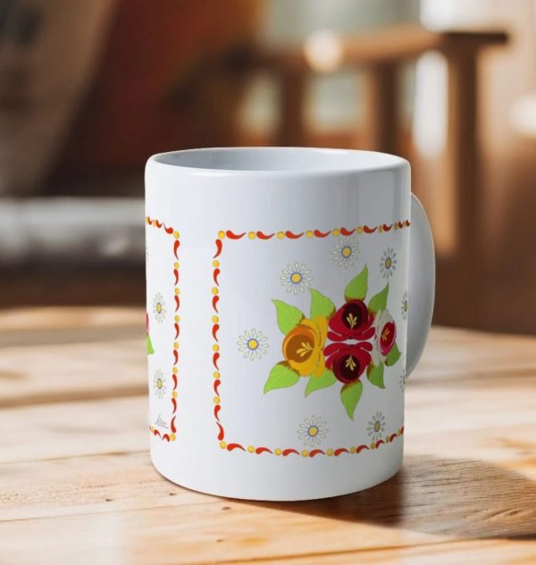 Ceramic Mug: Roses and Daisies Canal Art - Image 3